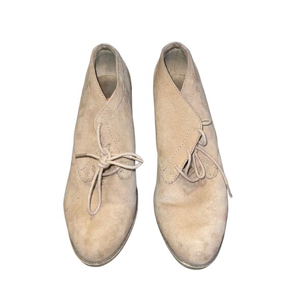 Rocket Dog Ankle Boots Beige Suede Size 9 Lace up Booties Chunky Heel Y2K - Picture 2 of 8